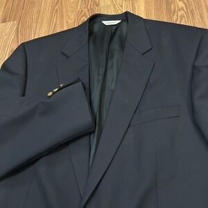 Joseph & Feiss Gold Button Blazer 2-Button 42L 100% Wool Navy Men's Suit Jacket